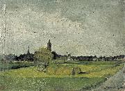 Theo van Doesburg Landschap met hooikar, kerktorens en molen. Germany oil painting artist